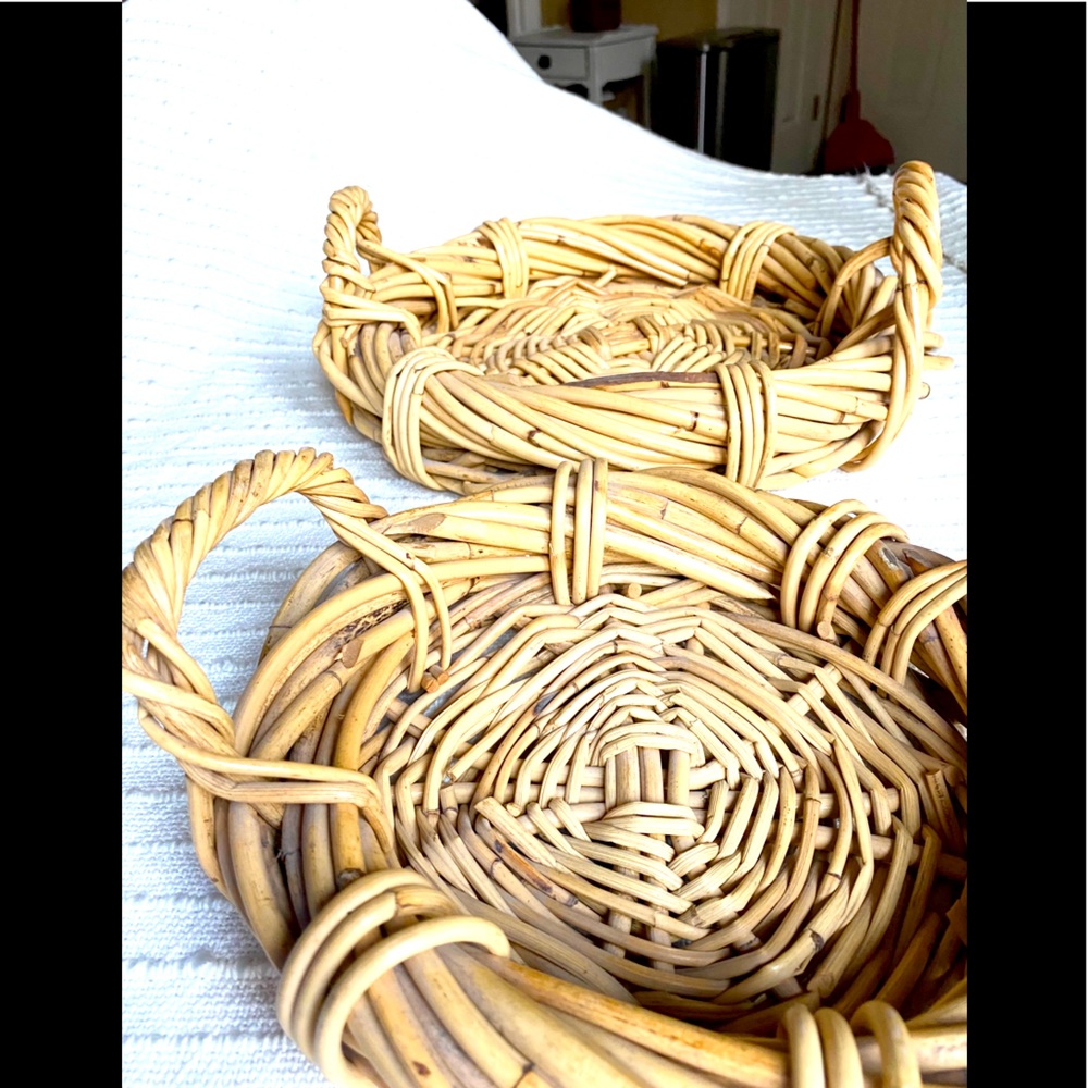 Boho Wicker Trays or Plant Holders